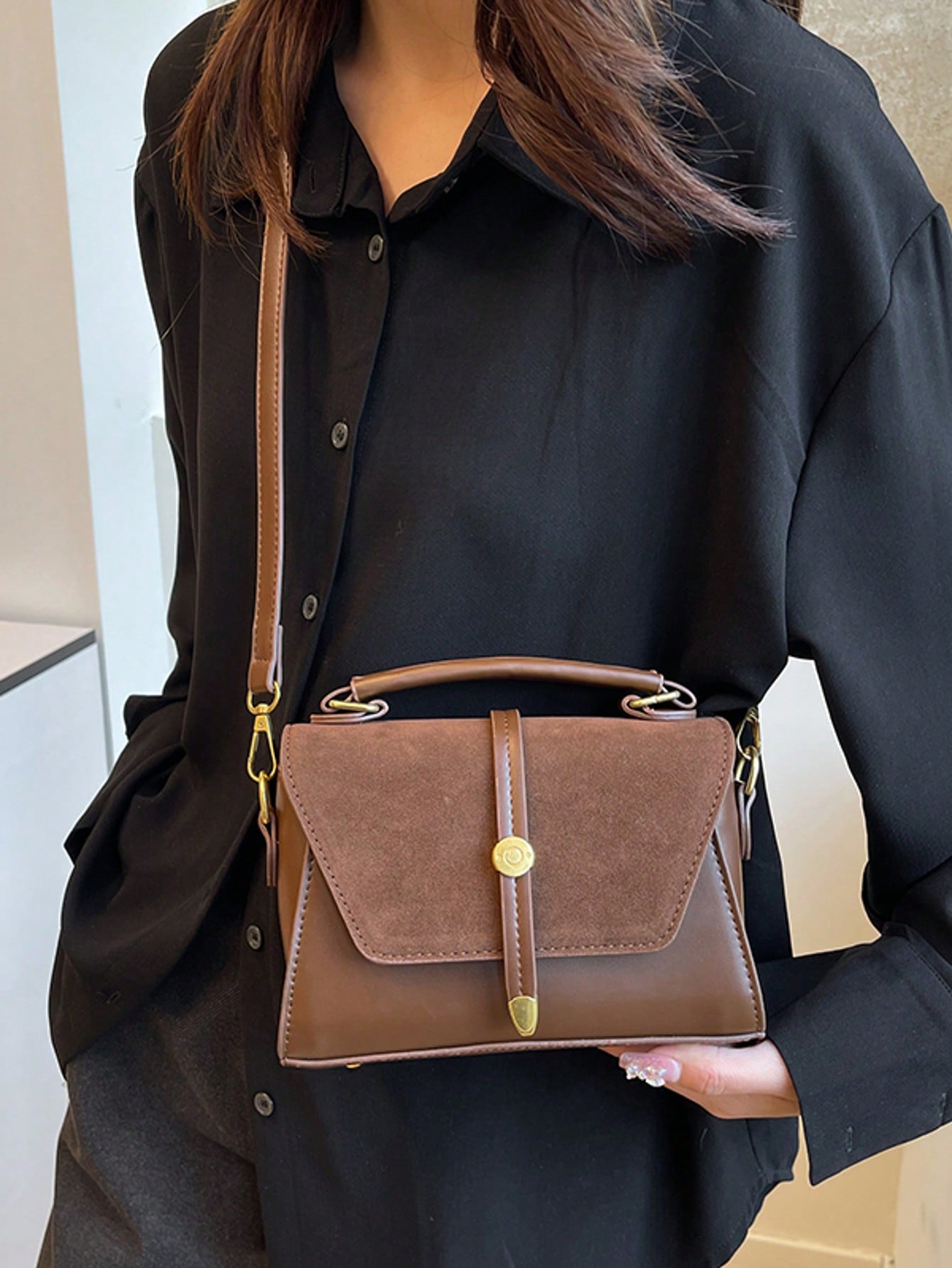 Retro Suede PU Leather Mini Square Shoulder Bag