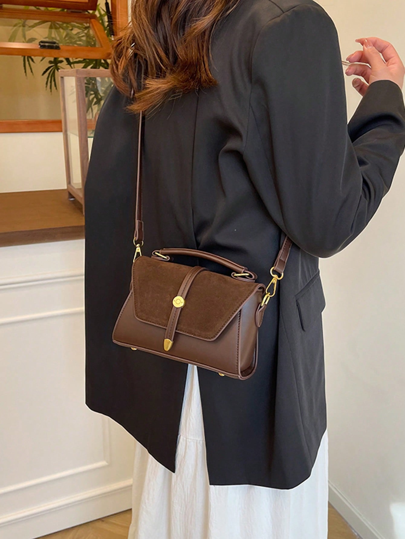 Retro Suede PU Leather Mini Square Shoulder Bag