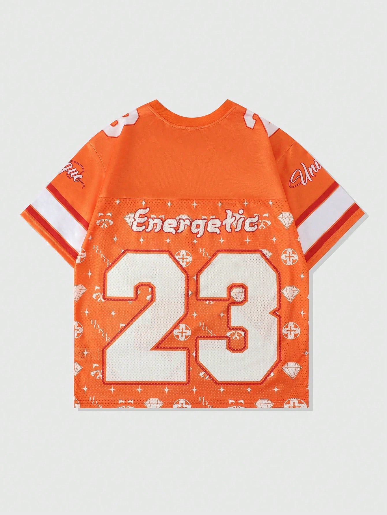Orange V-Neck Graphic Letter Sports Jersey