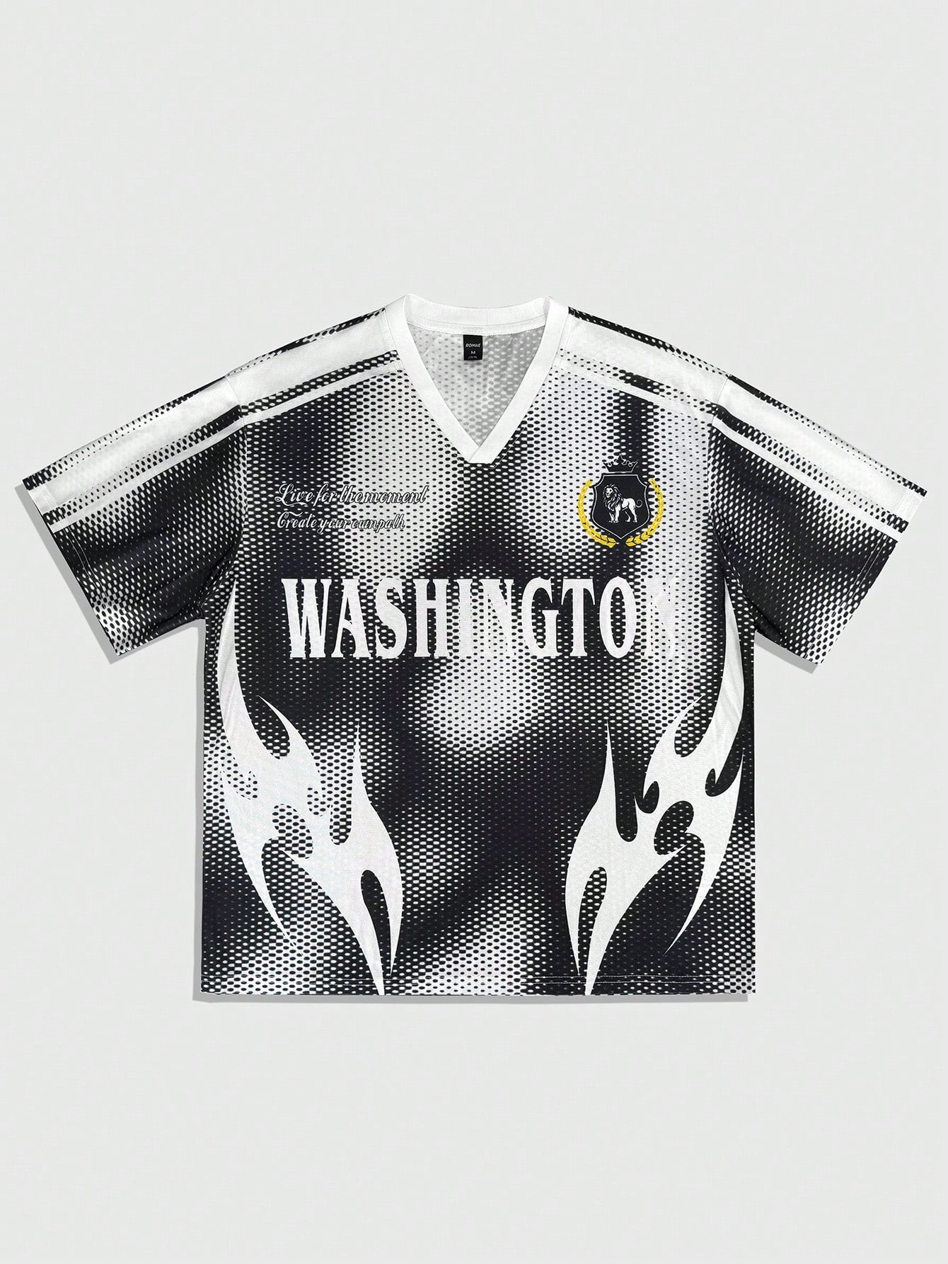 Multicolor Soccer Style V-Neck Contrast Striped Graphic Jersey