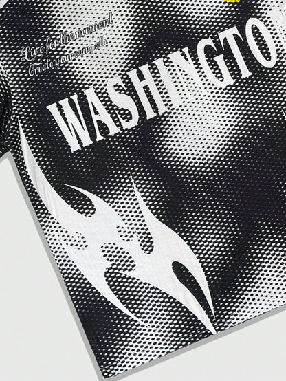 Multicolor Soccer Style V-Neck Contrast Striped Graphic Jersey