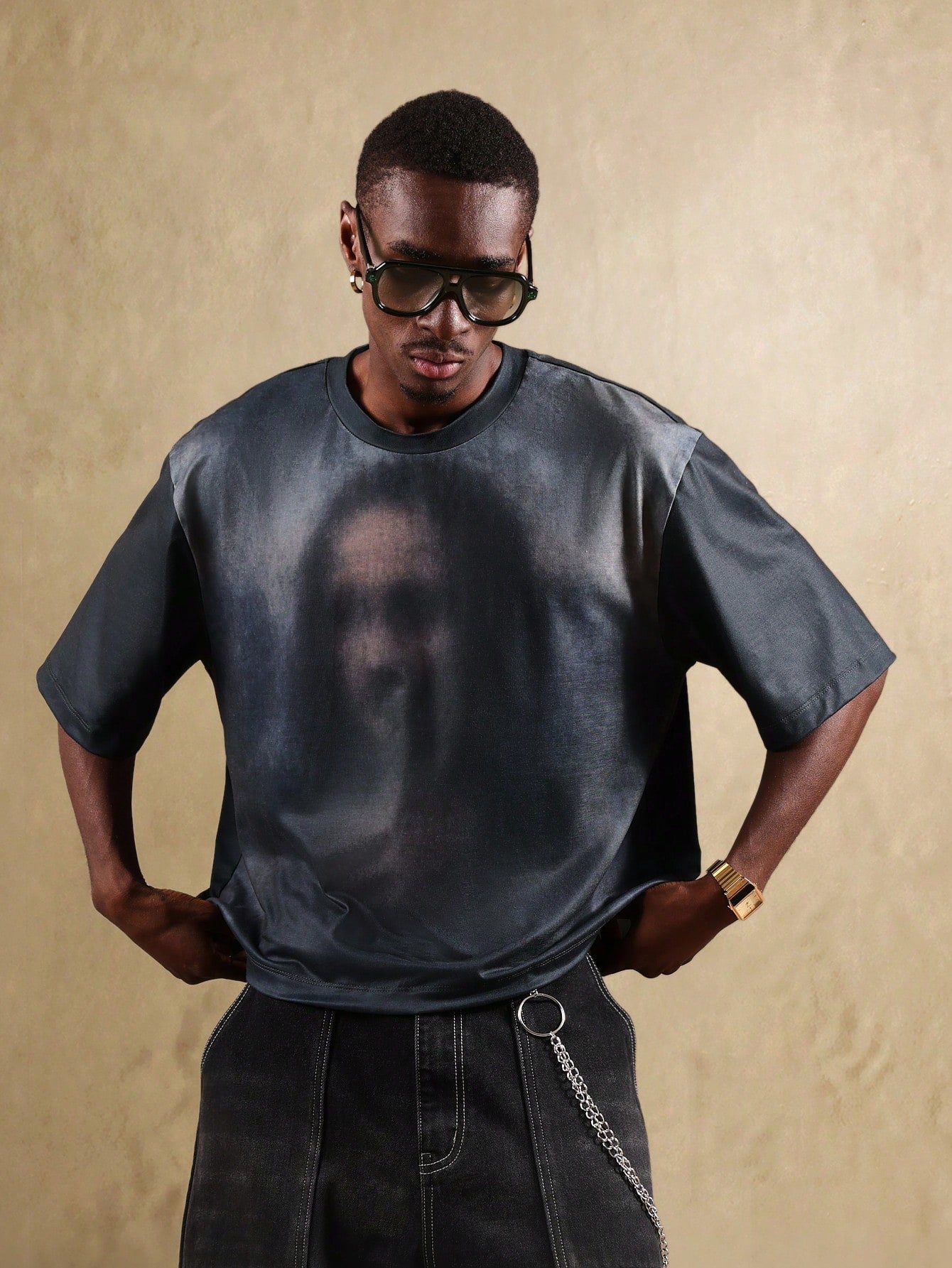 Oversized Blurred Portrait Graphic Tee