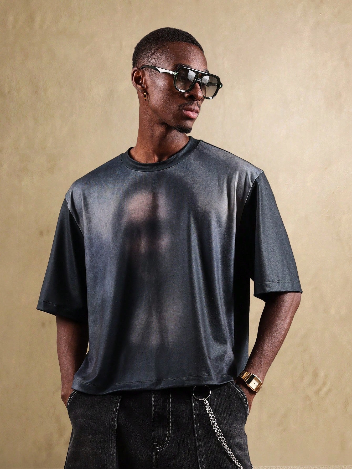 Oversized Blurred Portrait Graphic Tee