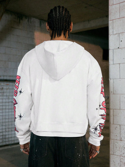 Men Floral Zip Up Hoodie