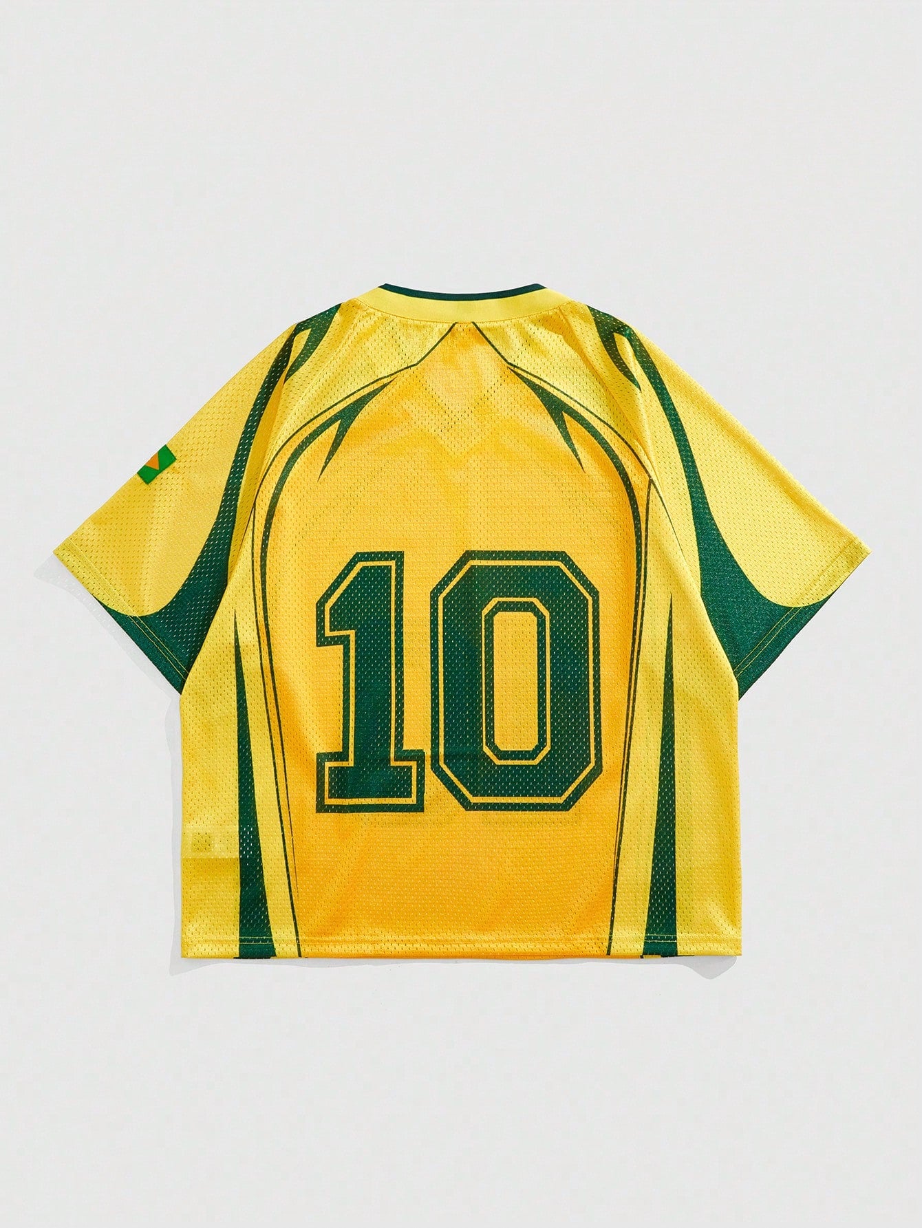 Preppy Yellow V-Neck Raglan Digital Number Print Jersey