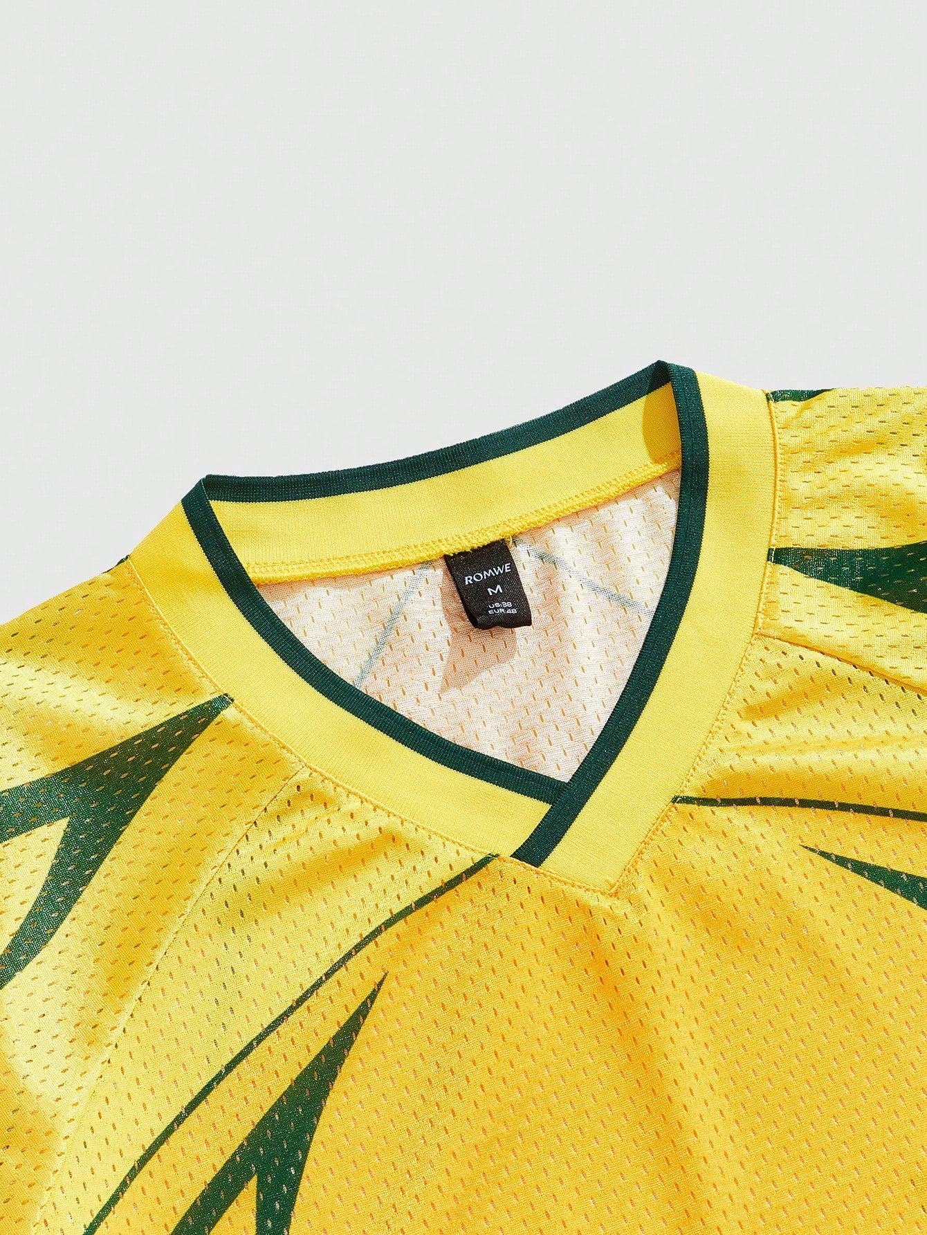 Preppy Yellow V-Neck Raglan Digital Number Print Jersey