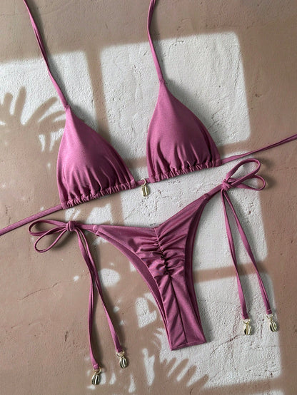 Textured Glitter Seashell Starfish Bikini Set