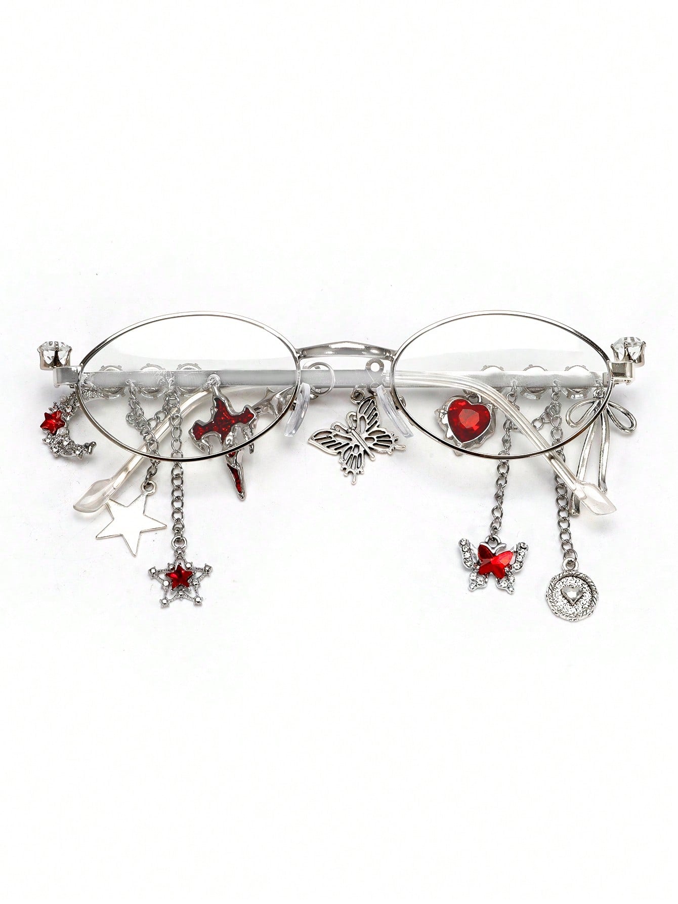 Oval Metal Y2K Fashion Glasses with Rhinestone Charms