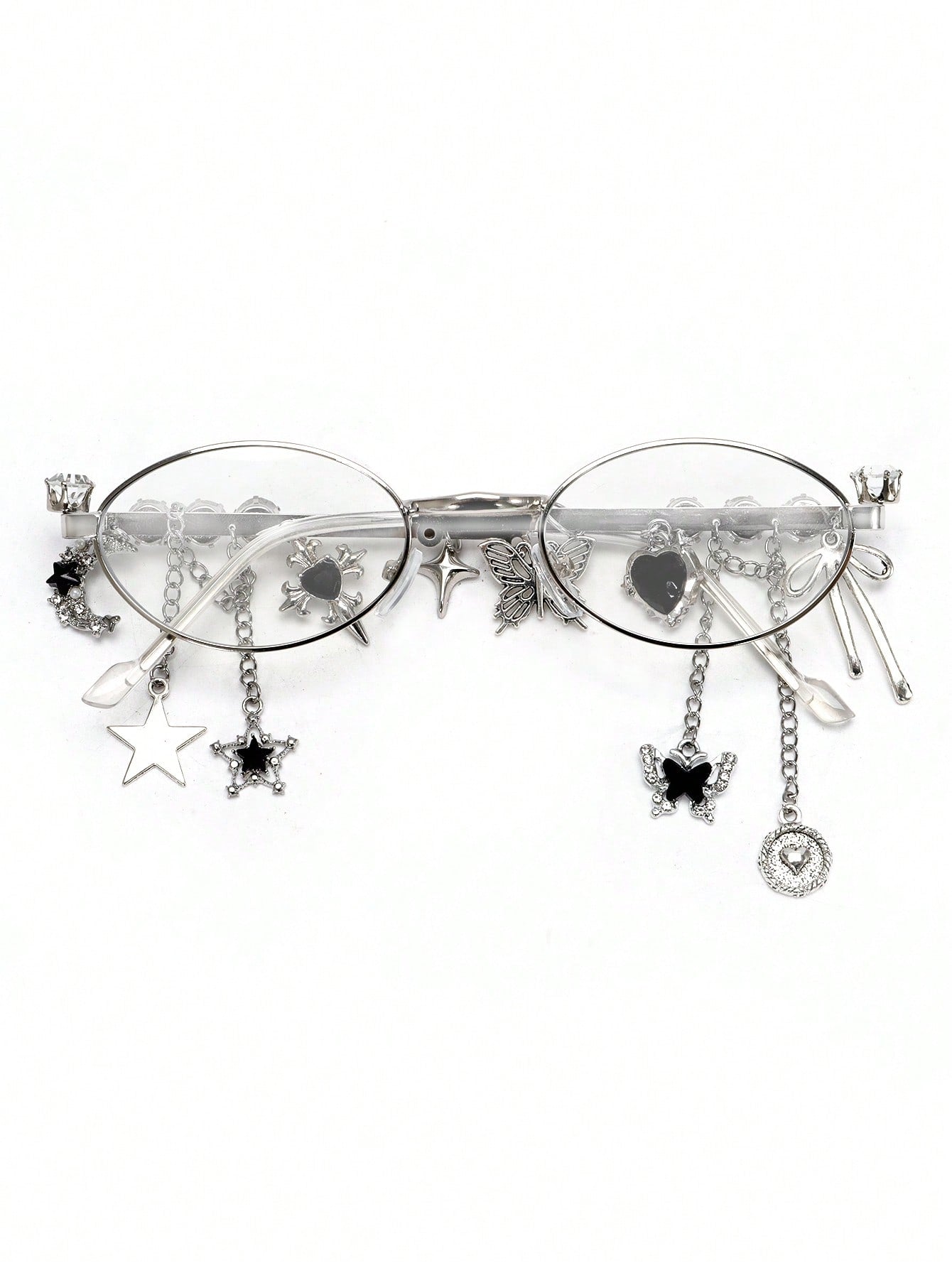 Oval Metal Y2K Fashion Glasses with Rhinestone Charms