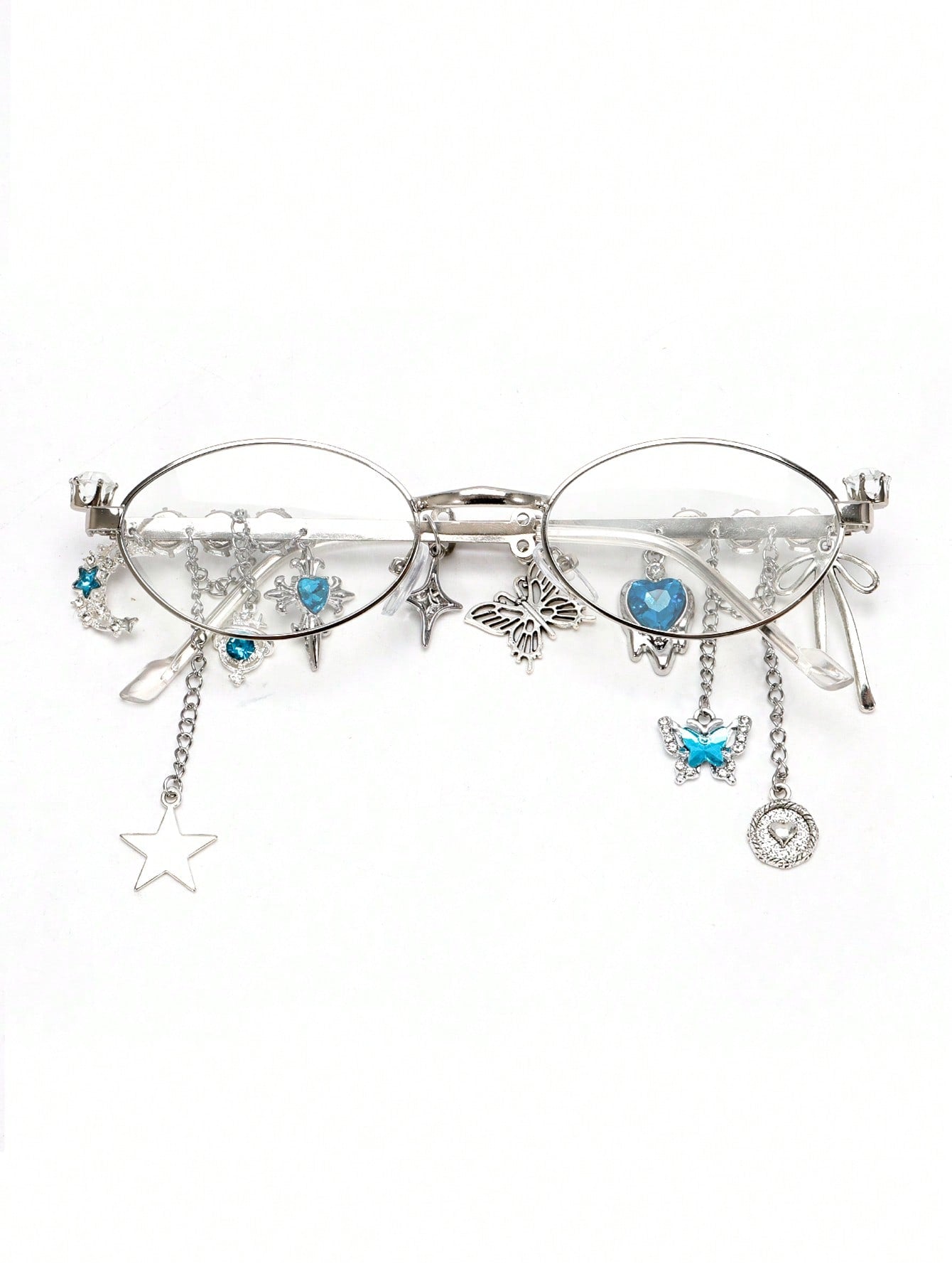 Oval Metal Y2K Fashion Glasses with Rhinestone Charms