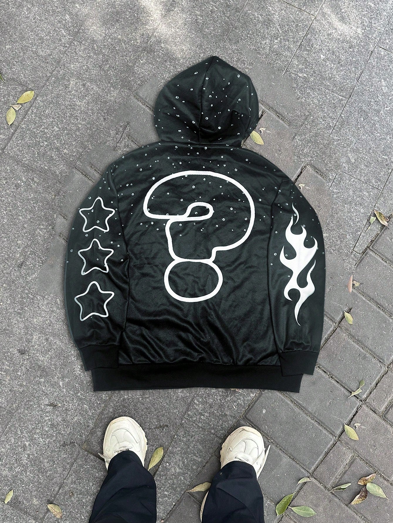 Men's Y2K Flame Star Print Zip-Up Graphic Hoodie