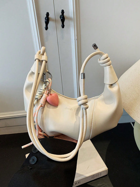 Large Capacity Crescent PU Leather Shoulder Handbag