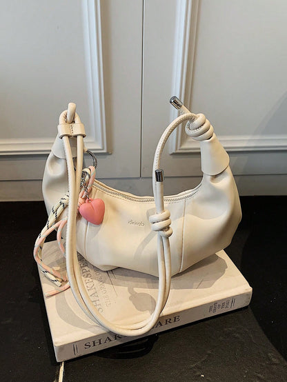 Large Capacity Crescent PU Leather Shoulder Handbag