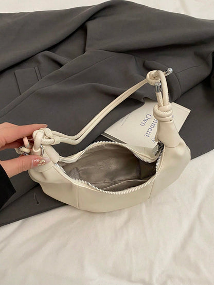 Large Capacity Crescent PU Leather Shoulder Handbag