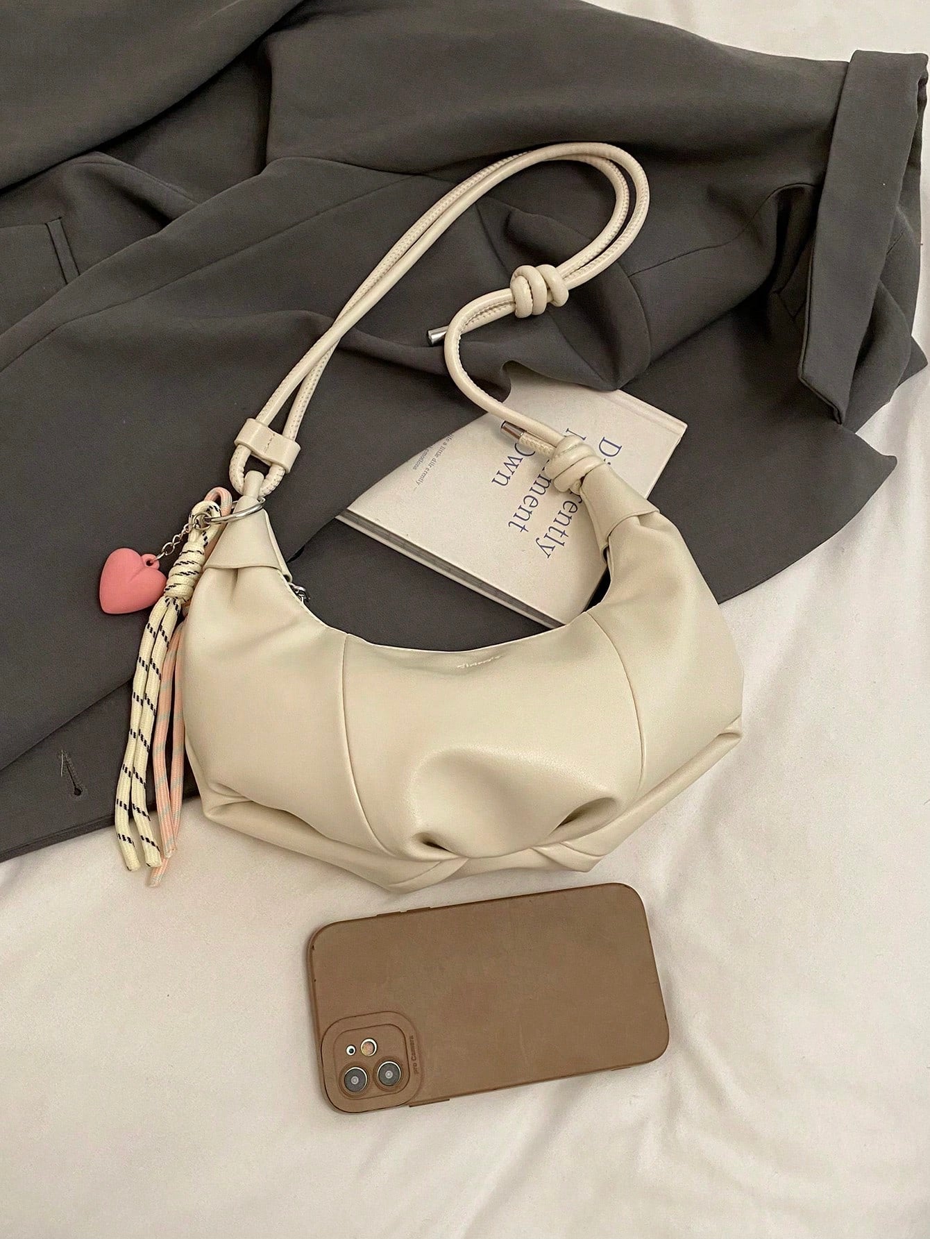 Large Capacity Crescent PU Leather Shoulder Handbag