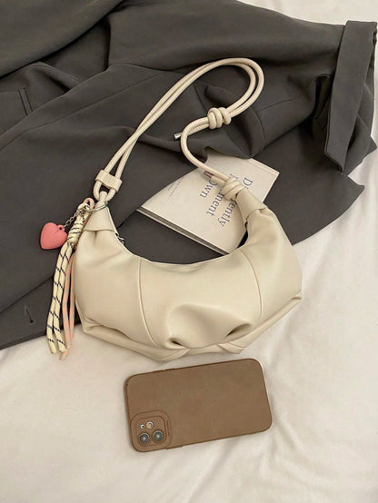 Large Capacity Crescent PU Leather Shoulder Handbag