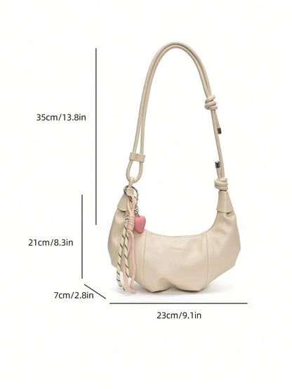 Large Capacity Crescent PU Leather Shoulder Handbag