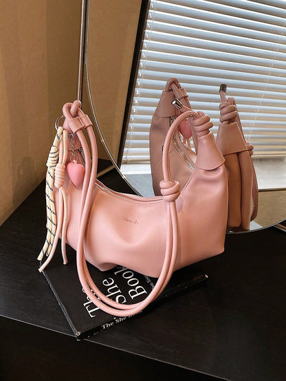 Large Capacity Crescent PU Leather Shoulder Handbag