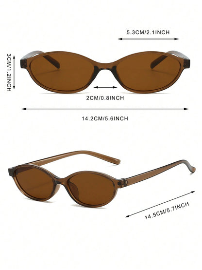 Vintage Oval Brown Small Frame Fashion Glasses