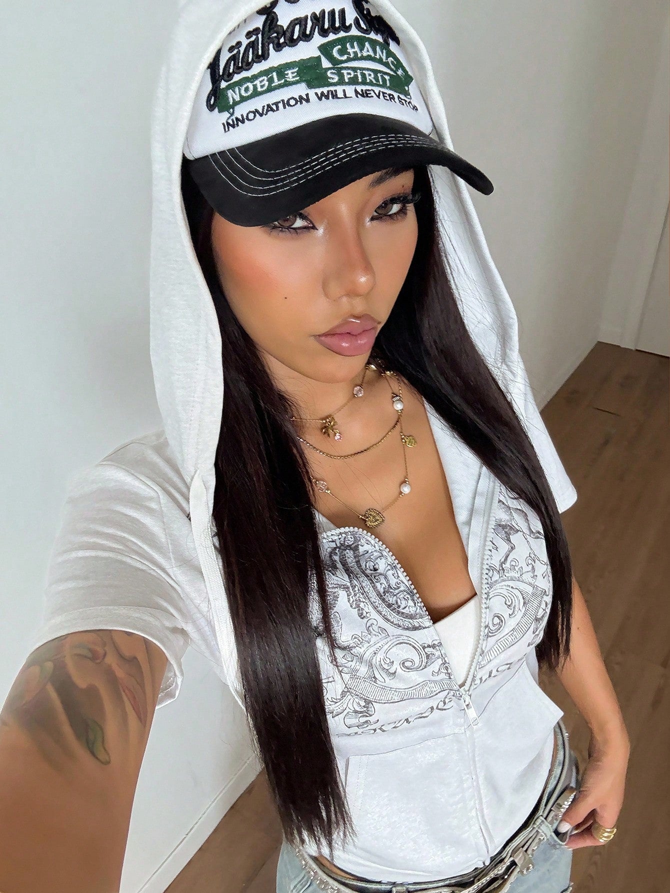 Women's Punk Printed Short Sleeve Hoodie