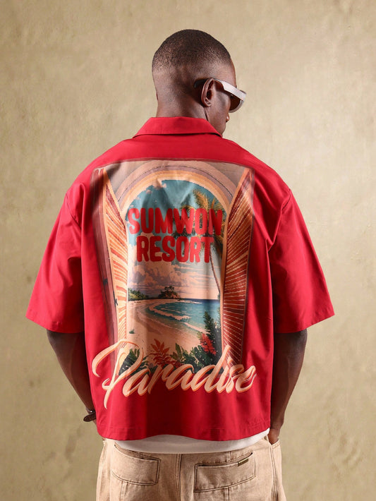 Summer Resort Paradise Short Sleeve Beach Shirt