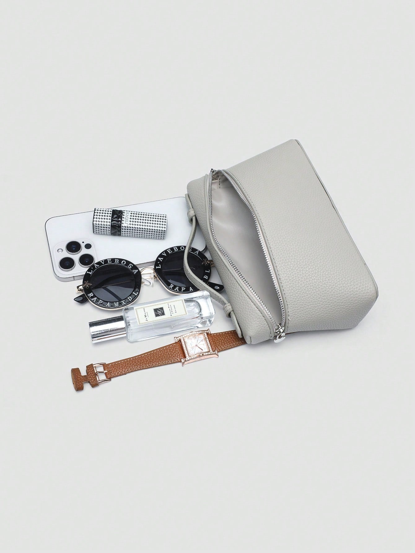 Lychee Pattern PU Leather Square Crossbody Bag