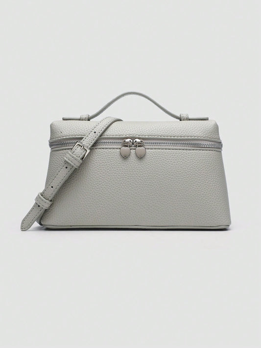 Lychee Pattern PU Leather Square Crossbody Bag