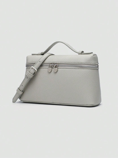 Lychee Pattern PU Leather Square Crossbody Bag