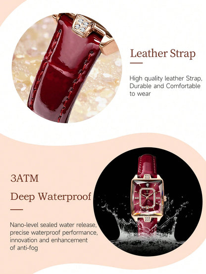 POEDAGAR Elegant Waterproof Luminous Rectangular Watch