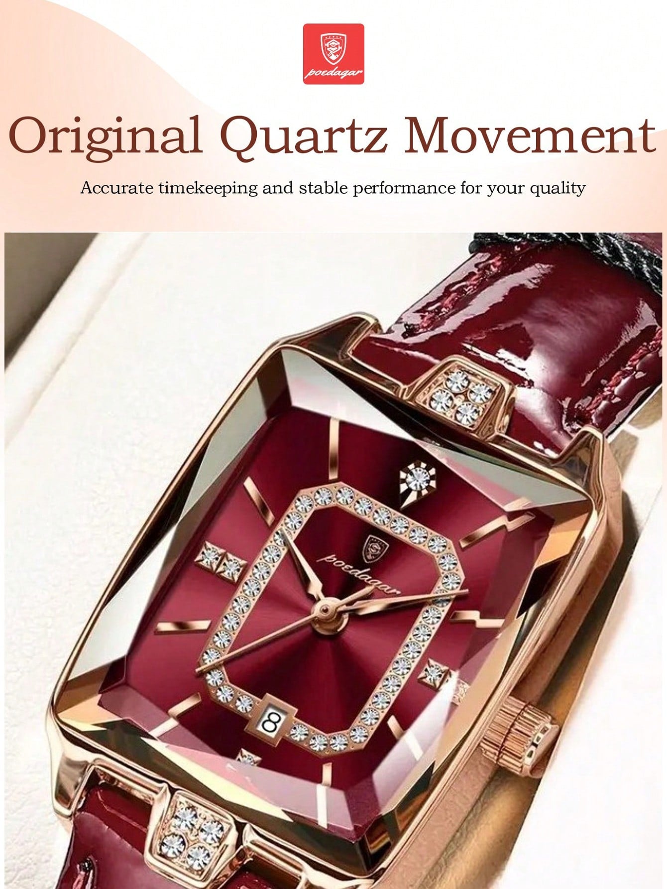 POEDAGAR Elegant Waterproof Luminous Rectangular Watch