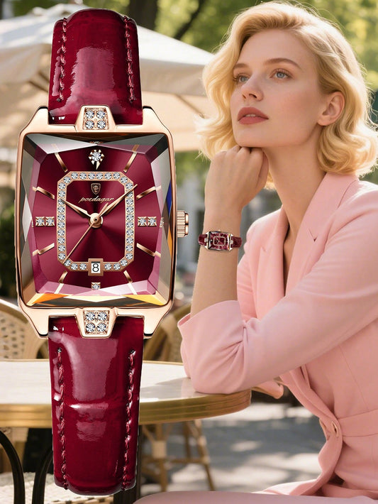 POEDAGAR Elegant Waterproof Luminous Rectangular Watch