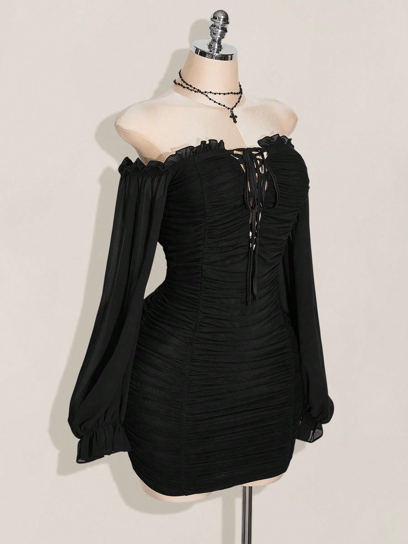 Women's Black Off-Shoulder Bodycon Mini Dress