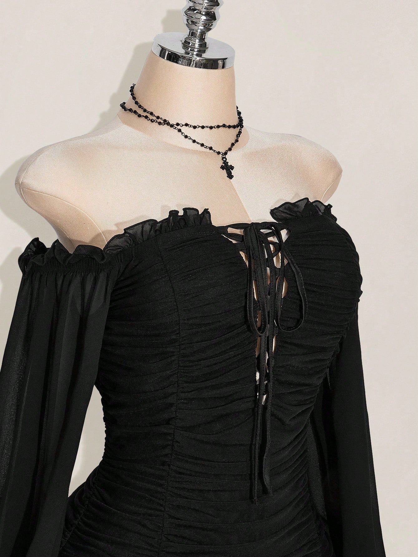 Women's Black Off-Shoulder Bodycon Mini Dress