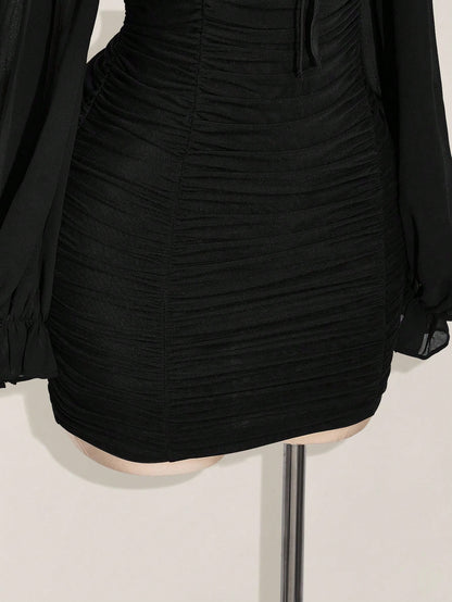 Women's Black Off-Shoulder Bodycon Mini Dress