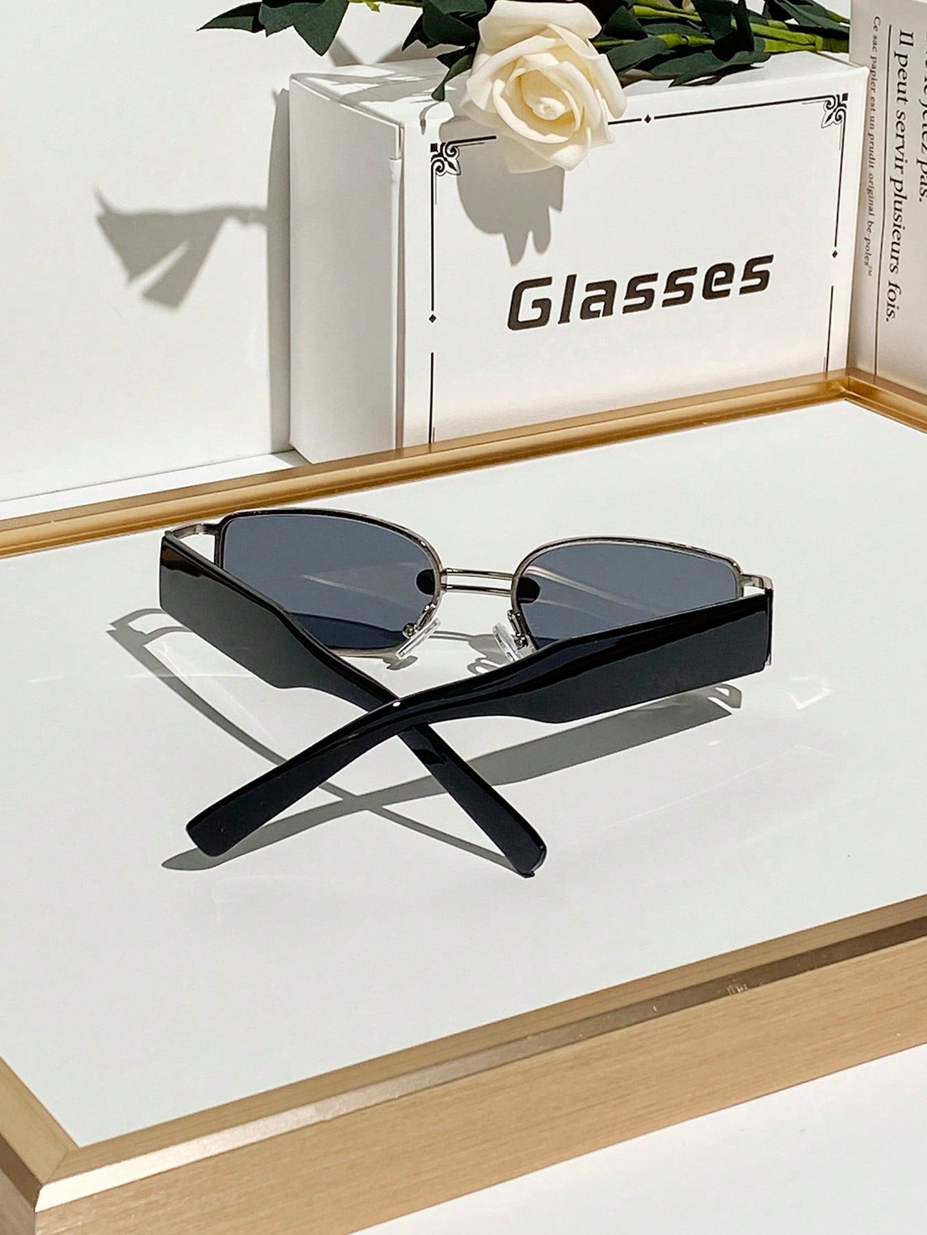 Women’s Retro Narrow Square Metal Korean Style Shades