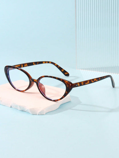 Leopard Print Cat-Eye PC Frame Rivet Fashion Glasses