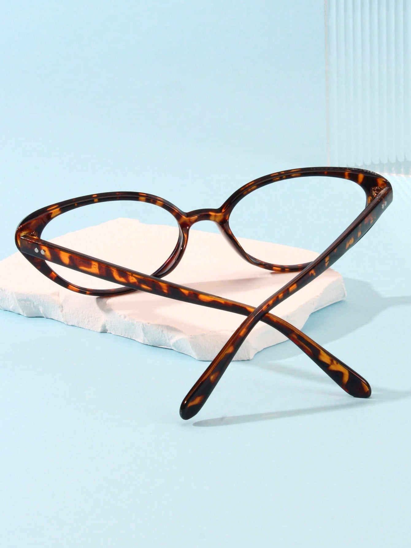 Leopard Print Cat-Eye PC Frame Rivet Fashion Glasses