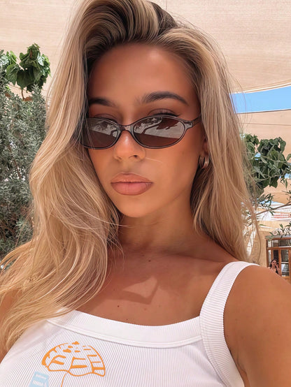 Women's Oval Summer Sunglasses Contrast Color Temples
