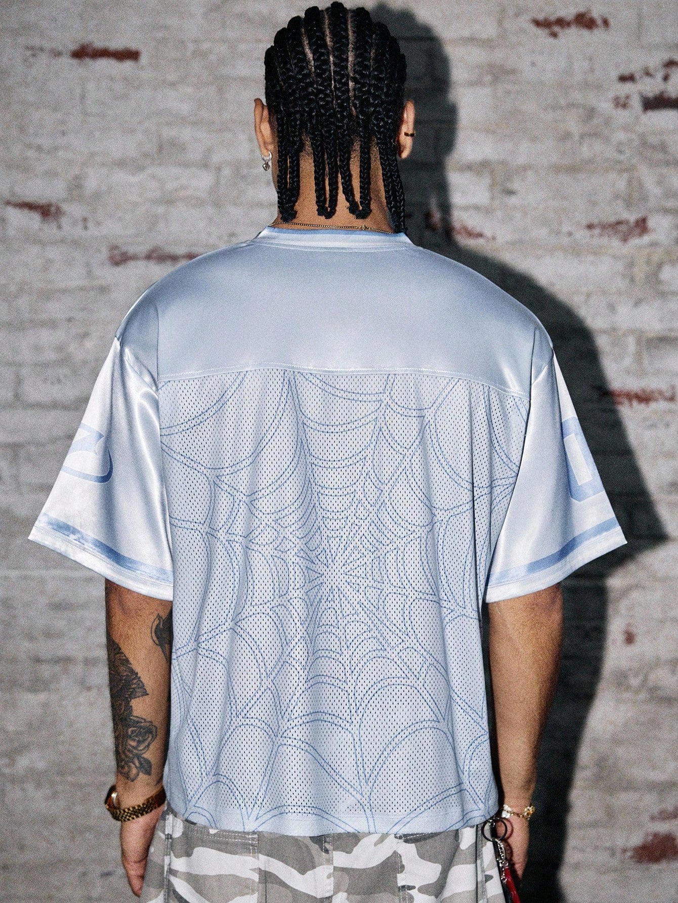 Men's Baby Blue V-Neck Crop Top Jersey