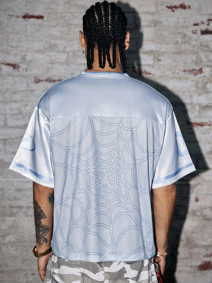 Men's Baby Blue V-Neck Crop Top Jersey