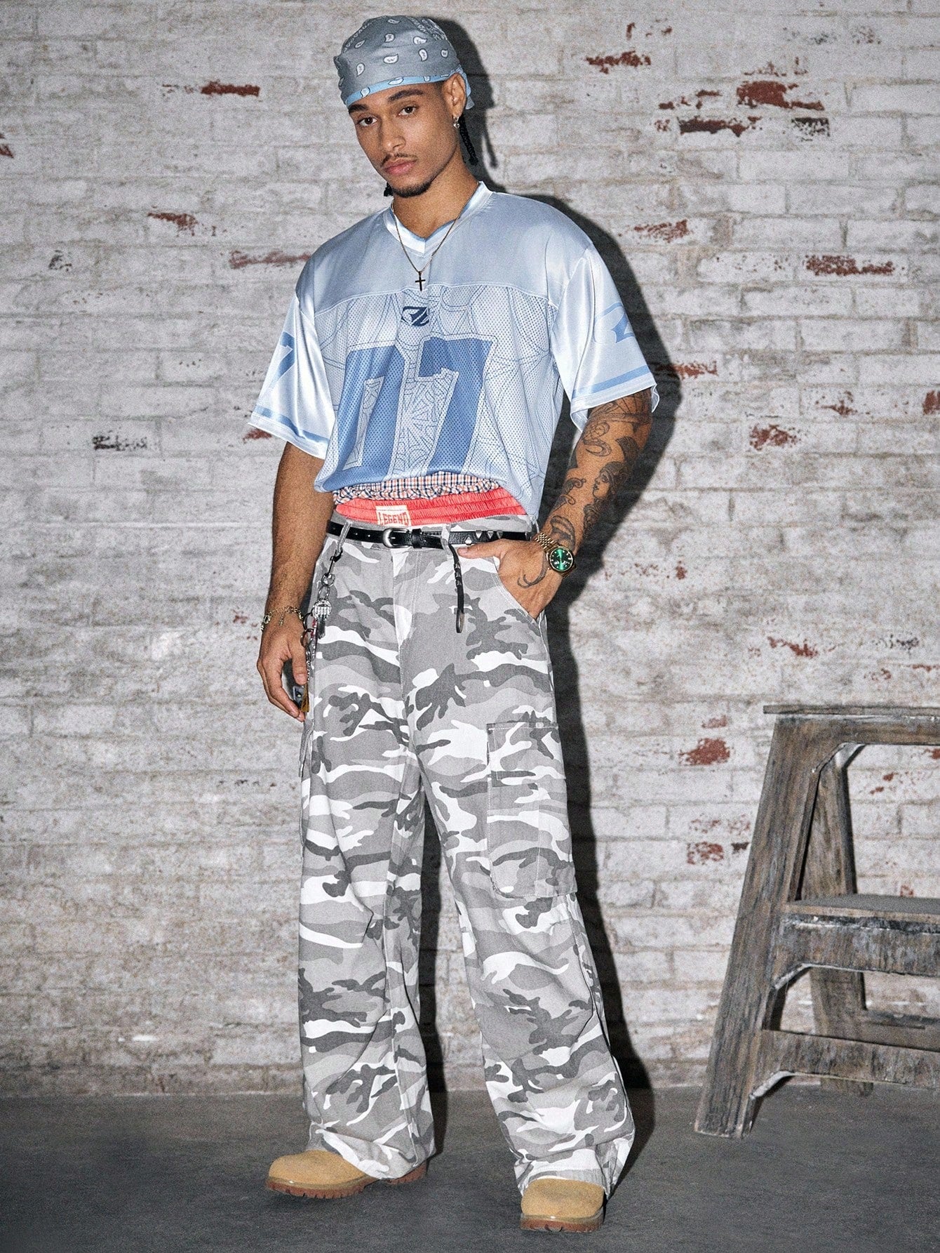 Men's Baby Blue V-Neck Crop Top Jersey