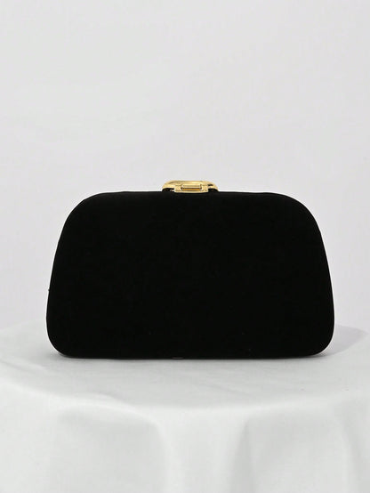 Elegant Velvet Evening Clutch Bag with Rhinestone Chain
