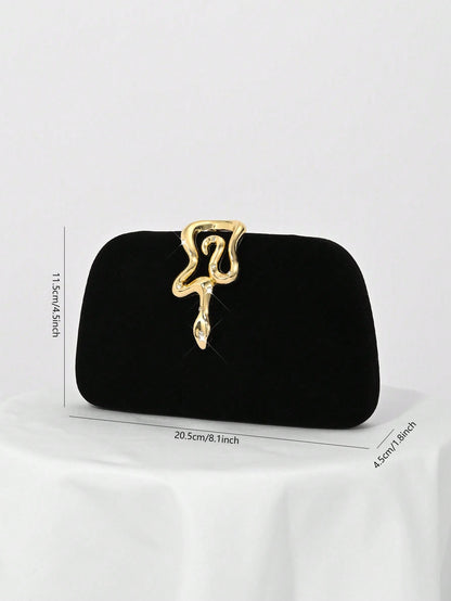 Elegant Velvet Evening Clutch Bag with Rhinestone Chain