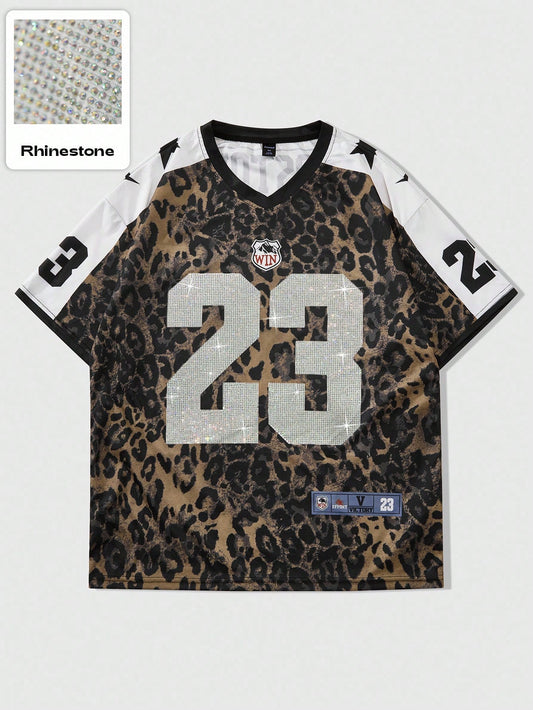 Multicolor Letter Print Round Neck Jersey