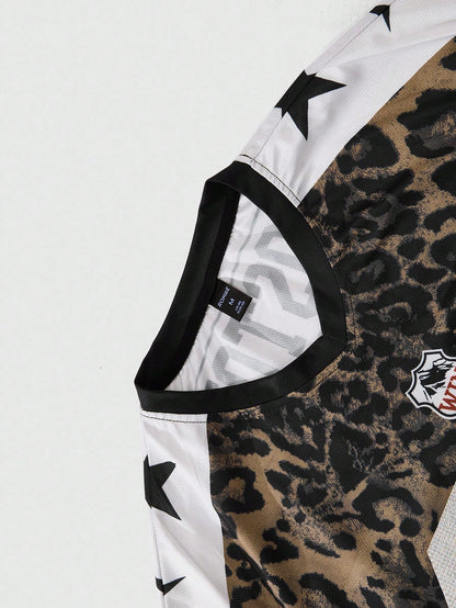 Multicolor Letter Print Round Neck Jersey