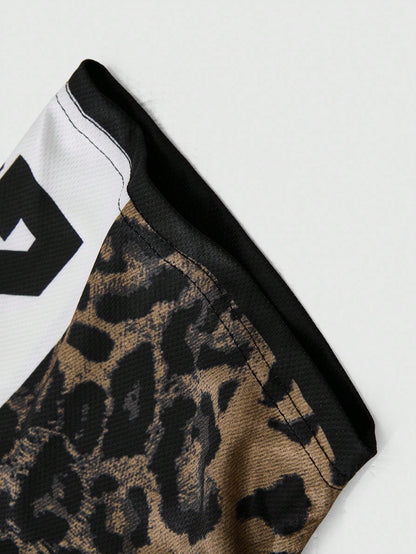 Multicolor Letter Print Round Neck Jersey