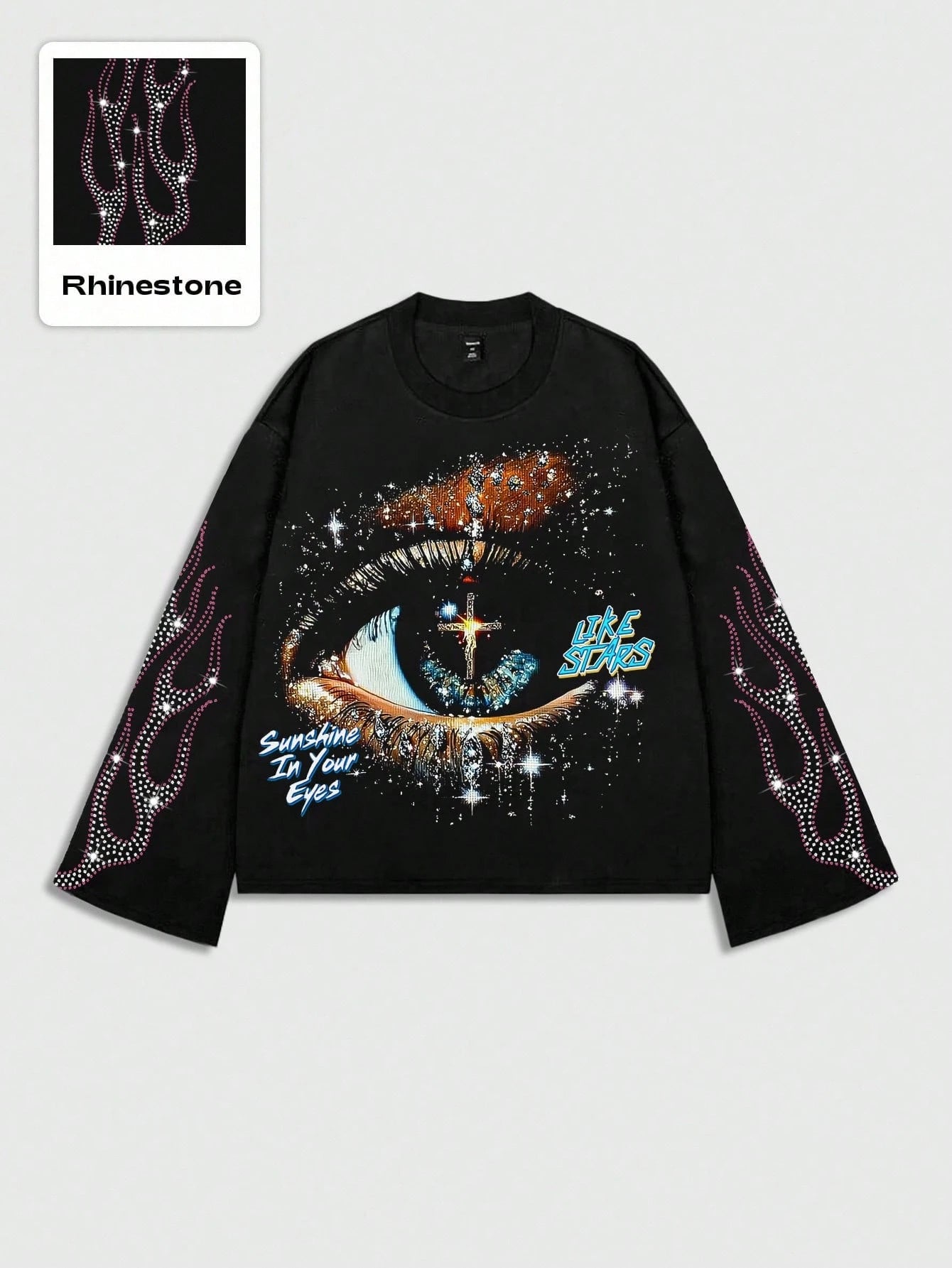 Men Diamond Eye Print Loose Long Sleeve T-Shirt