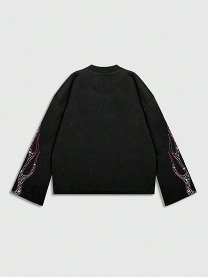 Men Diamond Eye Print Loose Long Sleeve T-Shirt
