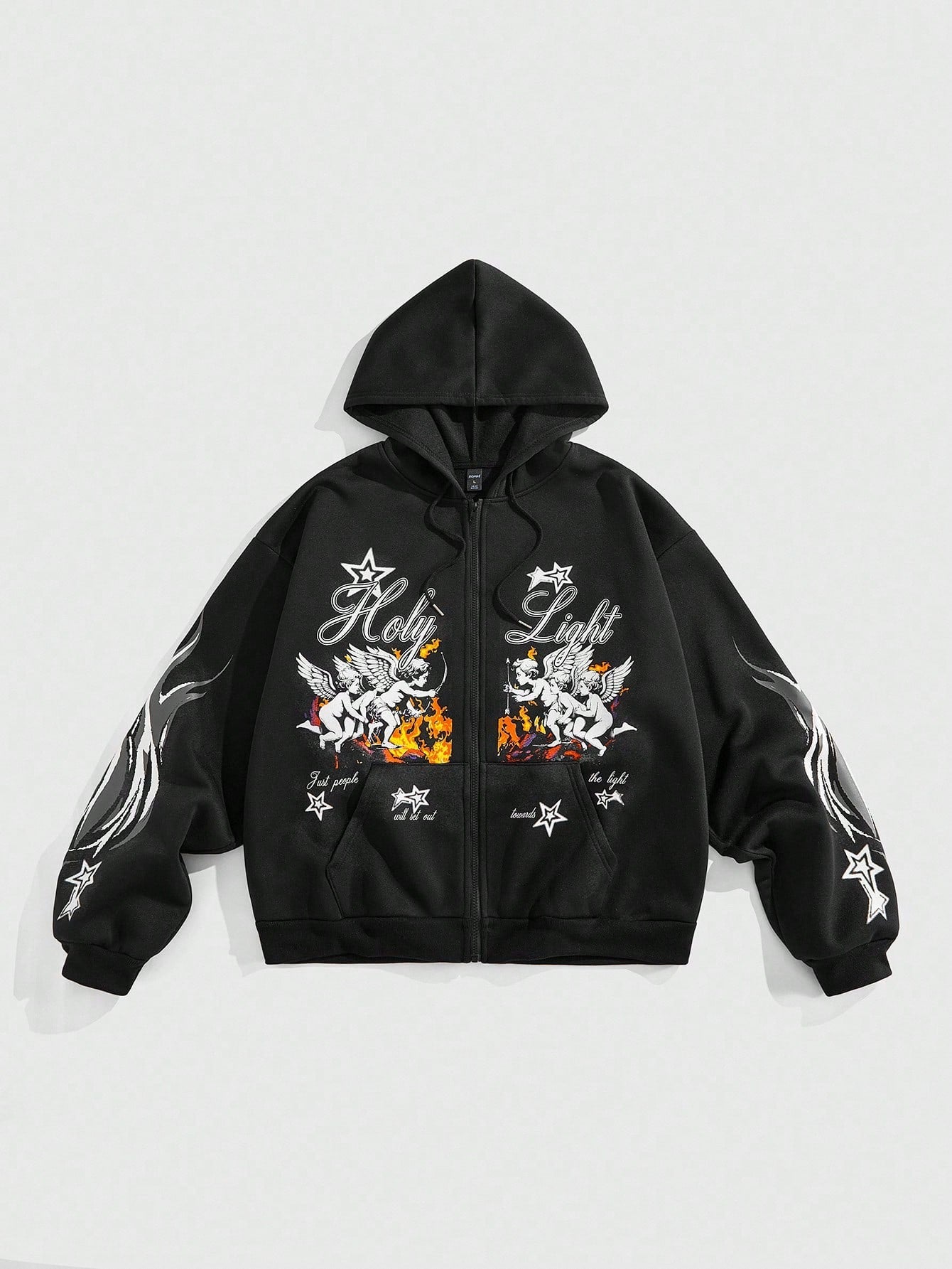 Men Graffiti Angels Stars Zip Hoodie