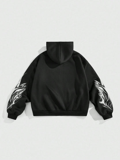 Men Graffiti Angels Stars Zip Hoodie